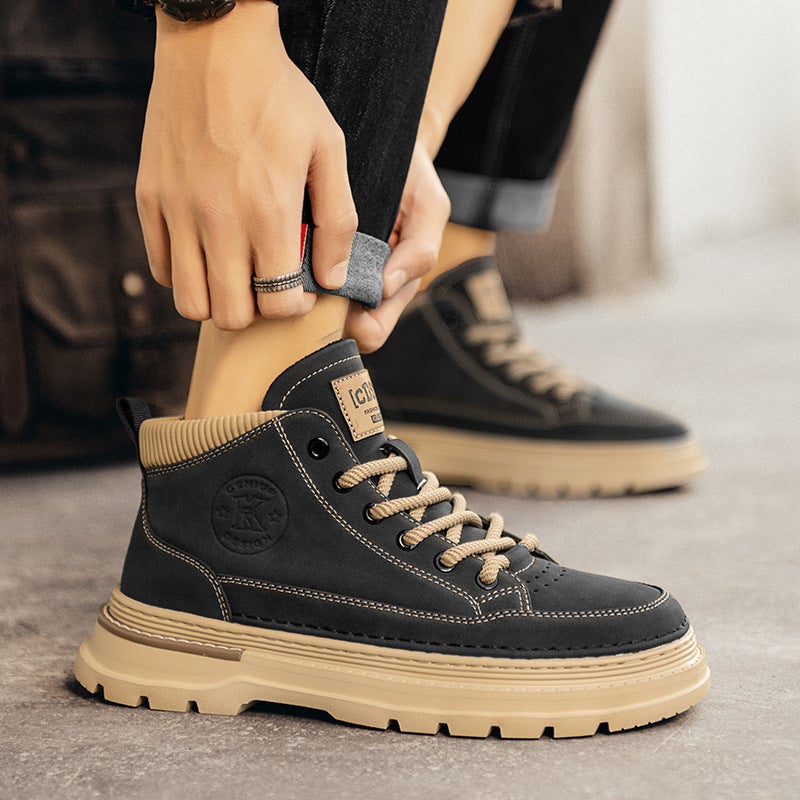 Martin Boots Men'S Shoes Autumn High-Top British Style Retro Thick-Soled Men'S Outdoor Wear-Resistant Waterproof Climbing Tooling Boots - Image 1